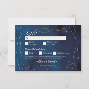 RSVP Wedding Star Signs Navy Engagement Invitation
