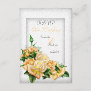 RSVP Wedding Stunning Yellow Rose Bouquet Invitation