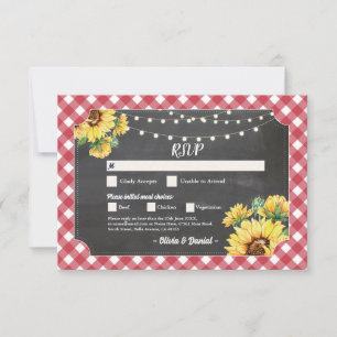RSVP Wedding Sunflower Red White Engagement Invitation