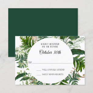 RSVP Wedding Wild Ferns Forest Leaf Foliage Invitation