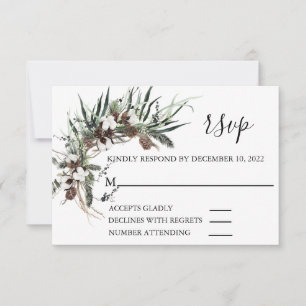 RSVP Wedding Winter Cotton Foliage Christmas Card