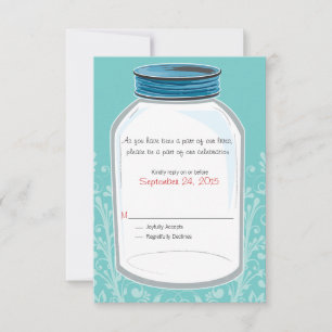 RSVP Whimsy Mason Jar Wedding Card