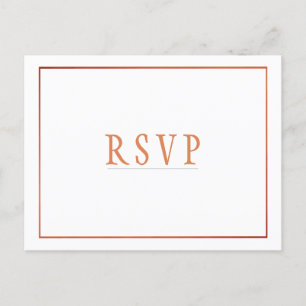 RSVP White Copper Orange Simple Wedding Invitation Postcard