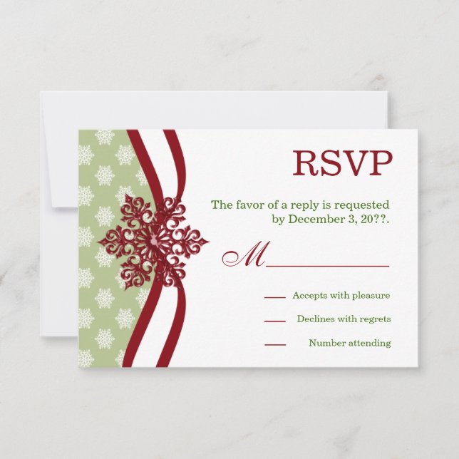 RSVP Winter Wedding Cranberry Light Sage (Front)