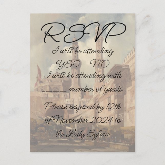 RSVP with 'A Cairo Bazaar' painting Postcard (Front)