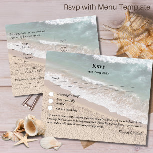 RSVP with Menu Template Beach Destination Coastal Postcard