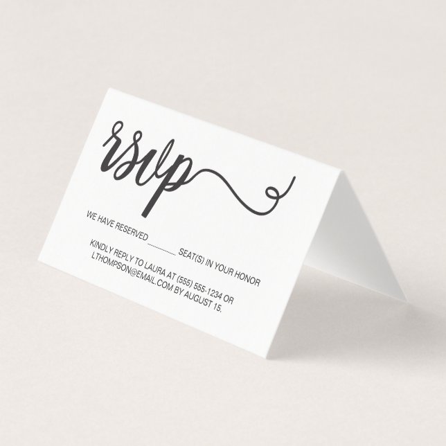 RSVP without mailing Reserved Seat Simple folded (Front)