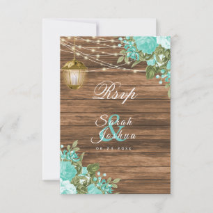 RSVP - Wood, Lanterns and Teal Flower