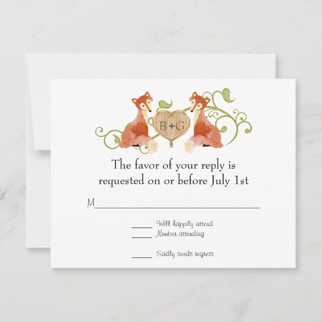 RSVP Woodland Animal Créatures Fox Vines Mariages (Devant)
