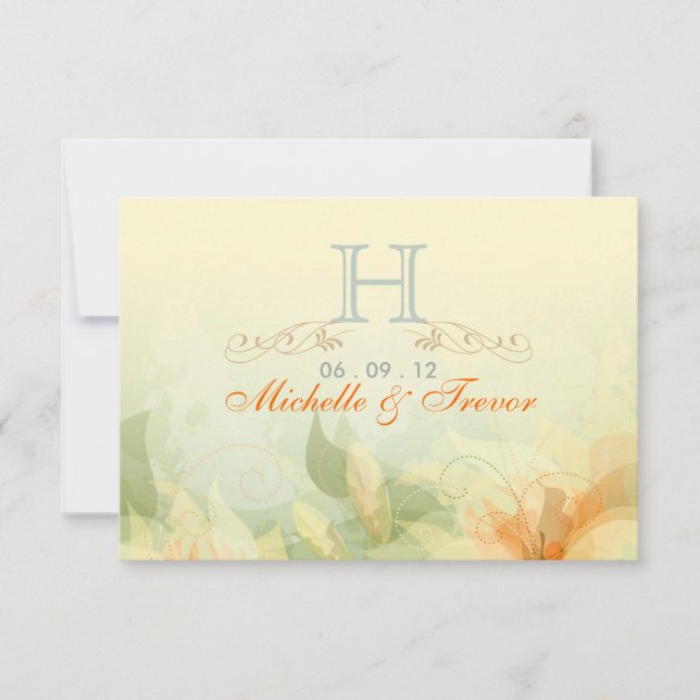 RSVP - Yellow Sage Garden Wedding Reply Cards (Front)