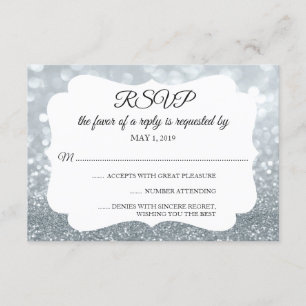 RSVP Your Day Glitter Fab Silver Card