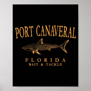 rt Canaveral Florida Shark Retro Orange Art Poster