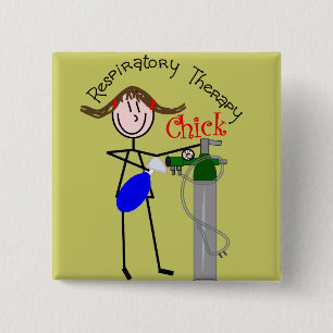 RT Chick O2 Tank and Ambu Bag Stick People 2 Inch Square Button