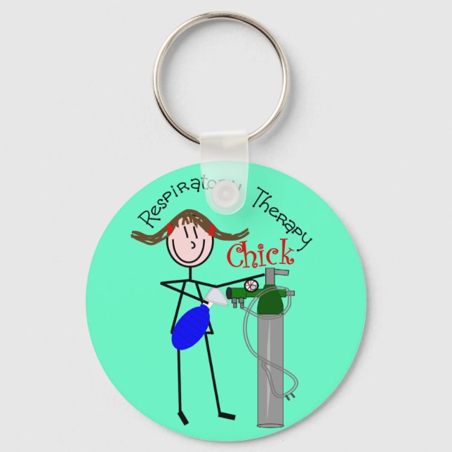 RT Chick O2 Tank and Ambu Bag Stick People Keychain (Front)