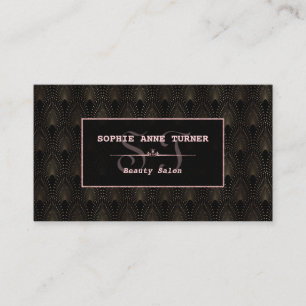 rt Deco Rose Gold Monogram Makeup Artist Appointment Card
