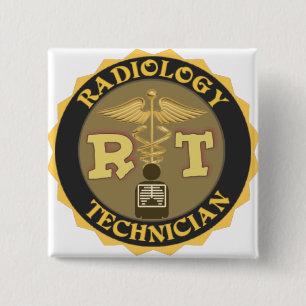 RT RADIOLOGY TECHNICIAN BADGE - LOGO 2 INCH SQUARE BUTTON