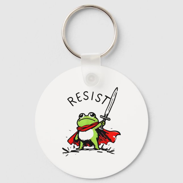 Rtland Frog Protest Resist Funny Frogs Activist  Keychain (Front)