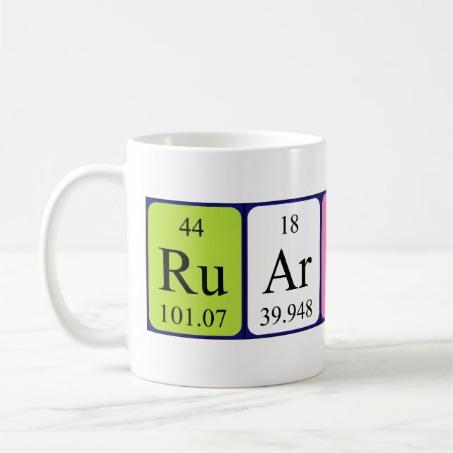 Ruaridh periodic table name mug (Left)