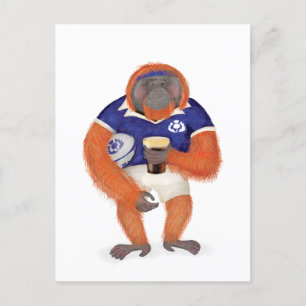 Ruaridh the rugby orangutan postcard