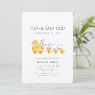 Rub A Dub Dub Cherry Mommy Duck Baby Shower   Invitation