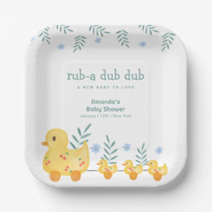 Rub A Dub Dub Cherry Mommy Duck Baby Shower Paper Plate