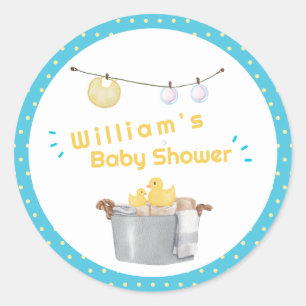 Rub A Dub Dub Clothesline Rubber Duck Baby Shower Classic Round Sticker