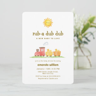 Rub A Dub Dub Duck Choo Choo Train Baby Shower Invitation