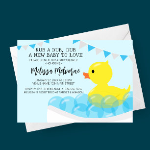 Rub A Dub Dub, Rubber Ducky Baby Shower Invitation