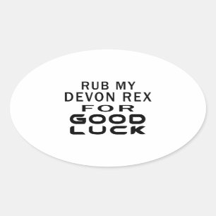 Rub My Devon Rex Cat For Good Luck Oval Sticker