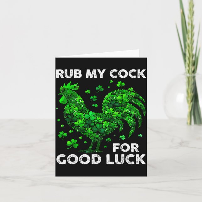 Rub My For Good Luck Funny St Patrick's Day Chicke Card (Front)