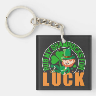 Rub My Shamrocks For Luck  Funny St Patrick's Day Keychain