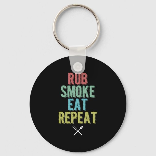 Rub Smoke Barbecue Party Its Grill Time Keychain (Front)