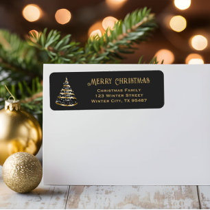 Ruban Arbre de Noël Gold Retourner l'adresse Étiqu