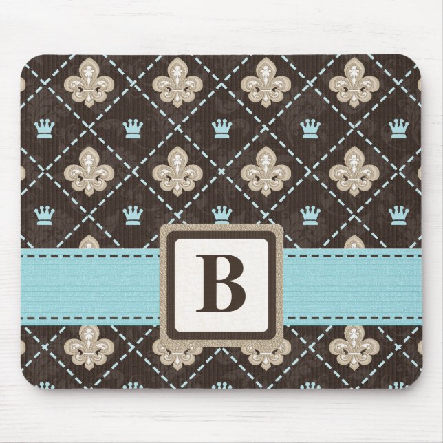 Ruban bleu de tapis de souris de Fleur De Lis (Devant)