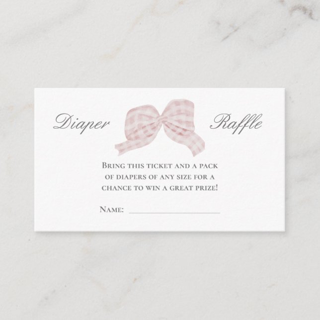 Ruban bleu rose mou Carte de tombole (Devant)