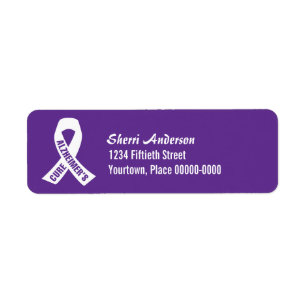 Ruban Cure Alzheimers sur violet Adresse de retour