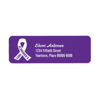 Ruban Cure Alzheimers sur violet Adresse de retour