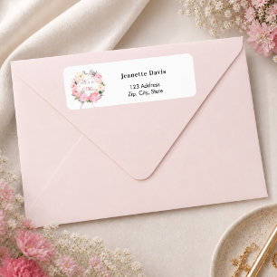 Ruban de couronne florale rose pour adresse de ret