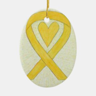 Ruban de sensibilisation au coeur jaune Ornement d