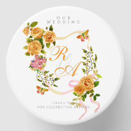 Ruban d'or Monogramme Mariage Soy cire chandelle F