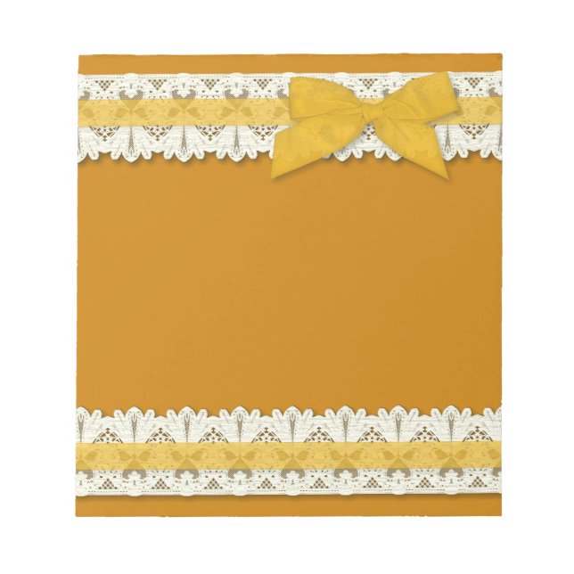 ruban en dentelle jaune arc grand bloc-notes (Devant)