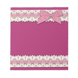 Ruban en dentelle rose arc grand bloc-notes