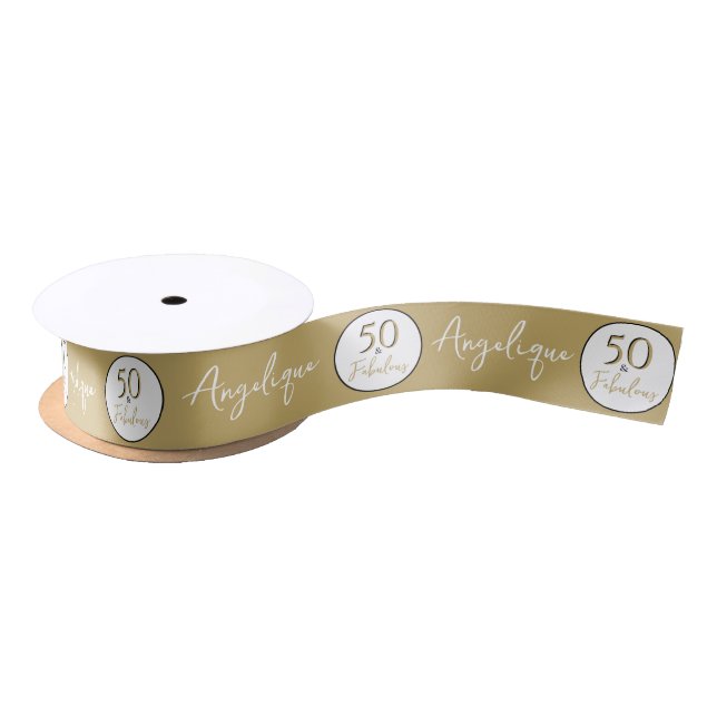 Ruban En Satin 50 et fabuleux 50e anniversaire Nom personnalisé O (Bobine)