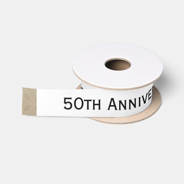 Ruban En Satin 50e Anniversaire de Mariage Anniversaire Or Z05 (Bobine)