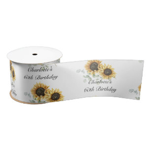 Ruban En Satin 60e anniversaire floral tournesol Eucalyptus Perso