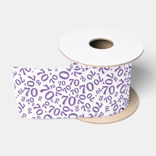 Ruban En Satin 70ème motif de nombre aléatoire moderne violet/bla