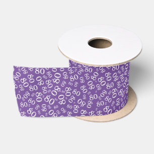 Ruban En Satin 80ème motif de nombre aléatoire moderne violet/bla