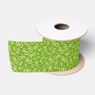 Ruban En Satin 90ème motif de nombres aléatoires moderne vert/bla