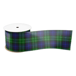 Ruban En Satin Abercrombie Blue Green Tartan Plaid Scottish