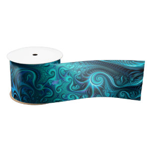 Ruban En Satin Abstrait bleu coloré et Motif spiral Turquoise
